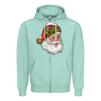 Seafoam santa with snow Zipper Hoodie - RanaPortraitStore