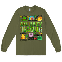 Army Green one lucky teacher lucky charm Long Sleeve Tee - Artiststas