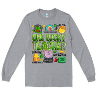 Heather Grey one lucky teacher lucky charm Long Sleeve Tee - Artiststas