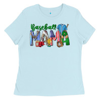 Baby Blue baseball mama Ladies Tee - CowhideDigitalArt