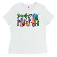 White baseball mama Ladies Tee - CowhideDigitalArt