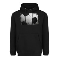 Black Soccer Ball Brushstroke Heavyweight Hoodie - RanaPortraitStore