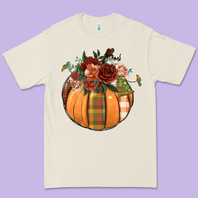 Floral Pumpkin Premium Tee Designed By Bundleandbundleshop