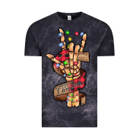 Cloud Black merry christmas skeleton hand Vintage Tee - CowhideDigitalArt
