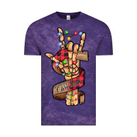Cloud Purple merry christmas skeleton hand Vintage Tee - CowhideDigitalArt