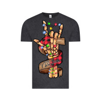 Vintage Black merry christmas skeleton hand Vintage Tee - CowhideDigitalArt