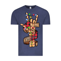 Vintage Denim merry christmas skeleton hand Vintage Tee - CowhideDigitalArt
