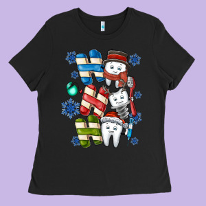 Ho Ho Ho Teeth Ladies Tee Designed By Cowhidedigitalart