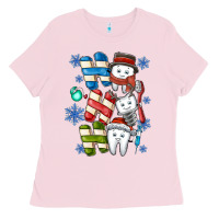 Bubblegum Pink ho ho ho teeth Ladies Tee - CowhideDigitalArt