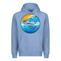 Colony Blue humpback whale Premium Hoodie - BarkalooDesign