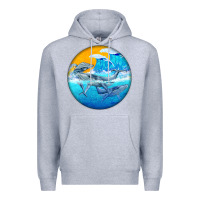 Heather Grey humpback whale Premium Hoodie - BarkalooDesign