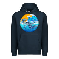 Navy humpback whale Premium Hoodie - BarkalooDesign