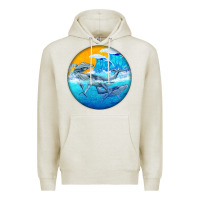 Oatmeal Heather humpback whale Premium Hoodie - BarkalooDesign
