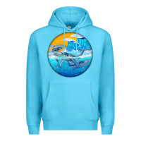 Ocean Blue humpback whale Premium Hoodie - BarkalooDesign