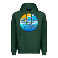 Sports Green humpback whale Premium Hoodie - BarkalooDesign