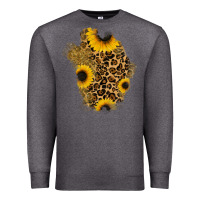 Charcoal Heather glitter sunflowers leopard patch Premium Sweatshirt - RanaPortraitStore