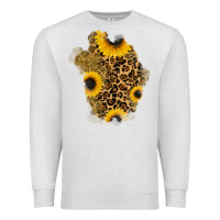 Oatmeal Heather glitter sunflowers leopard patch Premium Sweatshirt - RanaPortraitStore