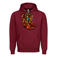 Burgundy cowboy boots christmas Zipper Hoodie - RanaPortraitStore