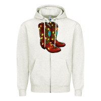 Oatmeal Heather cowboy boots christmas Zipper Hoodie - RanaPortraitStore