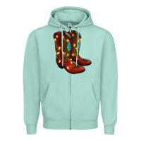 Seafoam cowboy boots christmas Zipper Hoodie - RanaPortraitStore