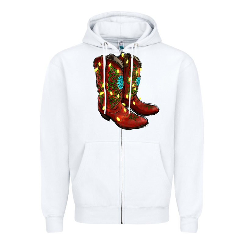 Cowboy Boots Christmas Zipper Hoodie by RanaPortraitStore | Teevron