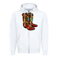 White cowboy boots christmas Zipper Hoodie - RanaPortraitStore