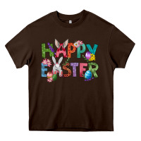 Chocolate Brown Western Happy Easter Heavy Core Tee - BundleAndBundleShop