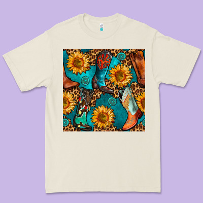 Western Cowboy Boot Seamless Pattern Premium Tee Designed By Bundleandbundleshop