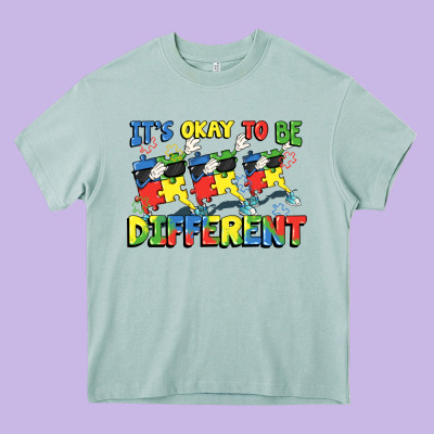 It's Okay To Be Different Autism Heavy Core Tee Designed By Fadigitalartstudio