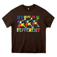 Chocolate Brown It's okay to be different Autism Heavy Core Tee - FaDigitalArtStudio