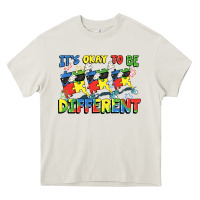 Cream It's okay to be different Autism Heavy Core Tee - FaDigitalArtStudio