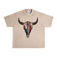 French Oak American Bull Skull Gemstone Urban Heavy Tee - Jasminsmagicworld
