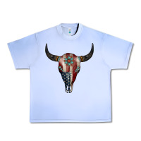 Grape Ice American Bull Skull Gemstone Urban Heavy Tee - Jasminsmagicworld