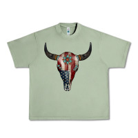 Oil Green American Bull Skull Gemstone Urban Heavy Tee - Jasminsmagicworld