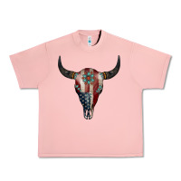 Salmon American Bull Skull Gemstone Urban Heavy Tee - Jasminsmagicworld