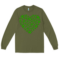 Army Green shamrock heart Long Sleeve Tee - Artiststas