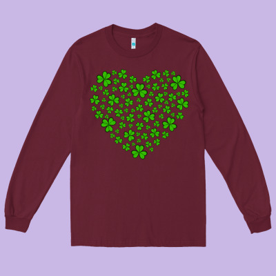 Shamrock Heart Long Sleeve Tee Designed By Artiststas
