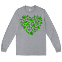 Heather Grey shamrock heart Long Sleeve Tee - Artiststas