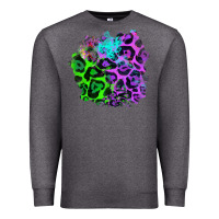 Charcoal Heather Colorful Leopard patch Premium Sweatshirt - RanaPortraitStore
