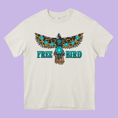 Turquoise Freebird Heavy Core Tee Designed By Ranaportraitstore