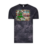 Cloud Black merry Christmas tree western Vintage Tee - CowhideDigitalArt
