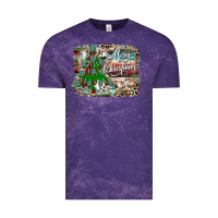 Cloud Purple merry Christmas tree western Vintage Tee - CowhideDigitalArt