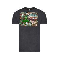 Vintage Black merry Christmas tree western Vintage Tee - CowhideDigitalArt