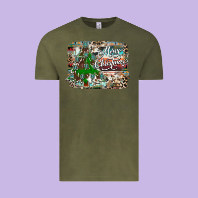 Merry Christmas Tree Western Vintage Tee Designed By Cowhidedigitalart