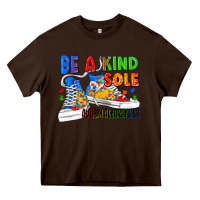 Chocolate Brown Be a kind sole Autism Awareness Heavy Core Tee - FaDigitalArtStudio