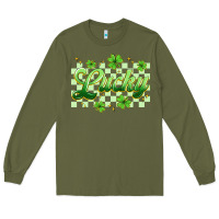Army Green checkered lucky Long Sleeve Tee - Artiststas