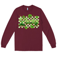 Burgundy checkered lucky Long Sleeve Tee - Artiststas