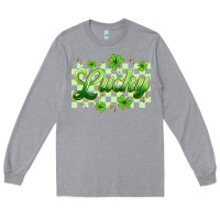 Heather Grey checkered lucky Long Sleeve Tee - Artiststas