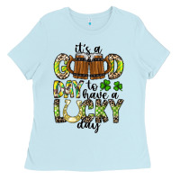 Baby Blue It's a Good Day To Have a Lucky Day Ladies Tee - CowhideDigitalArt