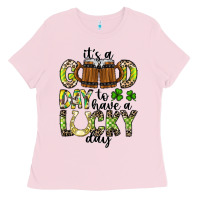 Bubblegum Pink It's a Good Day To Have a Lucky Day Ladies Tee - CowhideDigitalArt